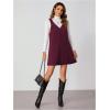 imageMilumia Women V Neck Corduroy Pinafore Overall Mini Dress Jumper DressRed