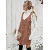 imageMilumia Women V Neck Corduroy Pinafore Overall Mini Dress Jumper DressTawny Brown