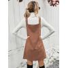 imageMilumia Women V Neck Corduroy Pinafore Overall Mini Dress Jumper DressTawny Brown