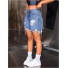 imageMilumia Womens Distressed Frayed Low Waisted Denim Shorts Wide Leg Raw Hem Jean ShortsBlue