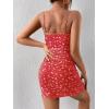 imageMilumia Womens Ditsy Floral Ruched Cami Mini Dress High Waist Spaghetti Strap Pencil DressRed Floral