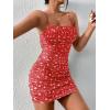 imageMilumia Womens Ditsy Floral Ruched Cami Mini Dress High Waist Spaghetti Strap Pencil DressRed Floral