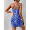imageMilumia Womens Ditsy Floral Ruched Cami Mini Dress High Waist Spaghetti Strap Pencil DressRoyal Blue