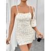 imageMilumia Womens Ditsy Floral Ruched Cami Mini Dress High Waist Spaghetti Strap Pencil DressWhite and Yellow