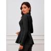 imageMilumia Womens Fitted Textured Blazers Ruffle Long Sleeve Single Button Suit Jacket Dessy BlackBlack