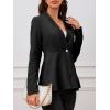 imageMilumia Womens Fitted Textured Blazers Ruffle Long Sleeve Single Button Suit Jacket Dessy BlackBlack