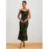 imageMilumia Womens Floral Ruched Mesh Bodycon Maxi Dress Cowl Neck Long Cami DressDark Green