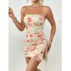 imageMilumia Womens Floral Ruched Mini Tube Dress Strapless Split Hem Bodycon DressesA Multicolor