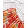 imageMilumia Womens Floral Ruched Mini Tube Dress Strapless Split Hem Bodycon DressesFloral Orange and Red