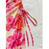 imageMilumia Womens Floral Ruched Mini Tube Dress Strapless Split Hem Bodycon DressesFloral Pink Orange