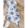 imageMilumia Womens Floral Ruched Mini Tube Dress Strapless Split Hem Bodycon DressesMulti Blue and White