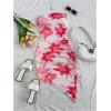 imageMilumia Womens Floral Ruched Mini Tube Dress Strapless Split Hem Bodycon DressesPink