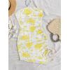 imageMilumia Womens Floral Ruched Mini Tube Dress Strapless Split Hem Bodycon DressesYellow