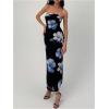 imageMilumia Womens Floral Strapless Bodycon Maxi Dress Summer Tube Top DressesBlack and Blue
