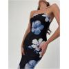 imageMilumia Womens Floral Strapless Bodycon Maxi Dress Summer Tube Top DressesBlack and Blue