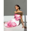 imageMilumia Womens Floral Strapless Bodycon Maxi Dress Summer Tube Top DressesPink