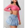 imageMilumia Womens High Waist Pleated Denim Mini Skirts Short Cargo Jean Skirts with Pockets