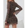 imageMilumia Womens Leopard Print Mini Dress Y2k Bell Long Sleeve Cheetah Short Dresses Going OutBrown