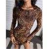 imageMilumia Womens Leopard Print Mini Dress Y2k Bell Long Sleeve Cheetah Short Dresses Going OutBrown Multi