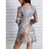 imageMilumia Womens Leopard Print Mini Dress Y2k Bell Long Sleeve Cheetah Short Dresses Going OutBrown and Grey