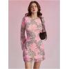 imageMilumia Womens Leopard Print Mini Dress Y2k Bell Long Sleeve Cheetah Short Dresses Going OutBrown and Pink