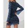 imageMilumia Womens Leopard Print Mini Dress Y2k Bell Long Sleeve Cheetah Short Dresses Going OutDusty Blue
