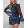 imageMilumia Womens Leopard Print Mini Dress Y2k Bell Long Sleeve Cheetah Short Dresses Going OutDusty Blue