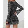 imageMilumia Womens Leopard Print Mini Dress Y2k Bell Long Sleeve Cheetah Short Dresses Going OutGrey