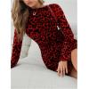 imageMilumia Womens Leopard Print Mini Dress Y2k Bell Long Sleeve Cheetah Short Dresses Going OutRed