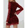 imageMilumia Womens Leopard Print Mini Dress Y2k Bell Long Sleeve Cheetah Short Dresses Going OutRed
