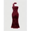imageMilumia Womens Leopard Print Strapless Bodycon Maxi Dress Mesh Long Tube Top DressRed
