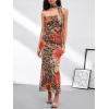 imageMilumia Womens Leopard Print Strapless Bodycon Maxi Dress Mesh Long Tube Top DressRed Brown