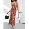 imageMilumia Womens Leopard Print Strapless Bodycon Maxi Dress Mesh Long Tube Top DressRed Brown