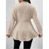 imageMilumia Womens Plus Size Textured Button Down Blazer V Neck Ruffle Hem JacketApricot