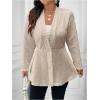 imageMilumia Womens Plus Size Textured Button Down Blazer V Neck Ruffle Hem JacketApricot