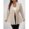 imageMilumia Womens Plus Size Textured Button Down Blazer V Neck Ruffle Hem JacketApricot