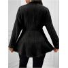 imageMilumia Womens Plus Size Textured Button Down Blazer V Neck Ruffle Hem JacketBlack
