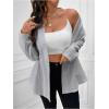 imageMilumia Womens Plus Size Textured Button Down Blazer V Neck Ruffle Hem JacketGrey