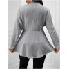 imageMilumia Womens Plus Size Textured Button Down Blazer V Neck Ruffle Hem JacketGrey