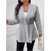 imageMilumia Womens Plus Size Textured Button Down Blazer V Neck Ruffle Hem JacketGrey