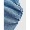 imageMilumia Womens Ruched Button Front Denim Halter Top Sleeveless Collar Neck Summer Crop TopsBlue