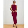 imageMilumia Womens Sleeveless Boat Neck Ruched Bodycon Maxi Dress Cocktail Long Dresses ElegantClaret