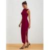 imageMilumia Womens Sleeveless Boat Neck Ruched Bodycon Maxi Dress Cocktail Long Dresses ElegantClaret