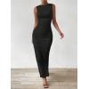 imageMilumia Womens Sleeveless Boat Neck Ruched Bodycon Maxi Dress Cocktail Long Dresses ElegantDark Black