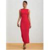 imageMilumia Womens Sleeveless Boat Neck Ruched Bodycon Maxi Dress Cocktail Long Dresses ElegantRed