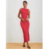 imageMilumia Womens Sleeveless Boat Neck Ruched Bodycon Maxi Dress Cocktail Long Dresses ElegantRed