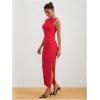 imageMilumia Womens Sleeveless Boat Neck Ruched Bodycon Maxi Dress Cocktail Long Dresses ElegantRed