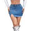 imageMilumia Womens Split Raw Hem Sexy Short Jean Skirts Y2k Low Waist Bodycon Mini Skirt Blue XXLarge