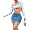 imageMilumia Womens Split Raw Hem Sexy Short Jean Skirts Y2k Low Waist Bodycon Mini Skirt Blue XXLarge