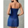 imageMilumia Womens Strapless Bow Knot Denim Top Y2k Split Hem Jean Tube Tops